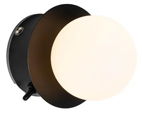 Lampa ścienna czarna IP44 z przełącznikiem - Cederic