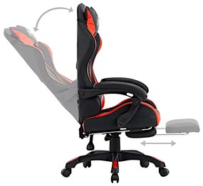 Czarno czerwone fotel gamingowy z podnóżkiem W2-S91