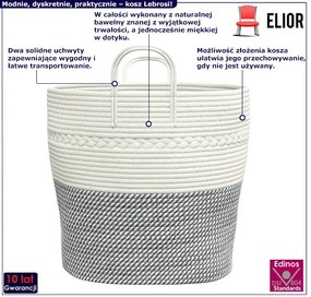 Materiałowy kosz na pranie z uchwytami biały + szary R5-T56