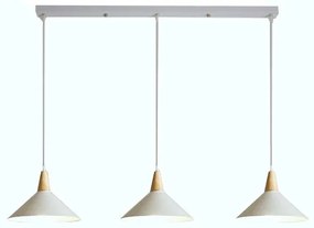 Lampa sufitowa metalowa klosz lite drewno wisząca AT33-3SZ-White