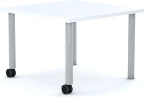 Stolik szkolny na kółkach Move kwadratowy 75x75 cm, rozmiar 4-6, blat biały / nogi szare