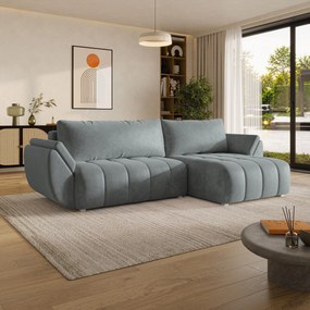 Masseno Narożnik OLSI z funkcją spania i pojemnikiem na pościel Narozniki L, Rozkładana sofa - Szary, MONOLITH 85