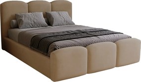 Łóżko dwuosobowe 200x200 cm Capri - pojemnik, stelaż metalowy - welur, jasny brąz (Magic Velvet 2206)