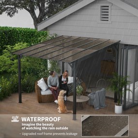 Outsunny Pergola Metalowa 3 x 3 m, Ogrodowa Pergola z Wodoodpornym Dachem, Wolnostojąca, Odporna na Wiatr, Z Ochroną UV, Ciemnoszara