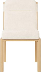 Zestaw 6 krzeseł metalowych - Wykończenie dębowe - Gruba poduszka siedzeniowa - tkanina z wełny owczej - Beżowy