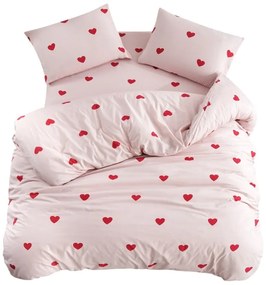 Różowa pościel jednoosobowa z prześcieradłem/3-częściowa 160x220 cm Red Heart – Mila Home