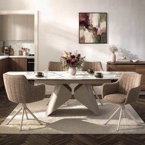 Zestaw Stół Rozkładany VERONA 160-240 cm Biały Marmur/Kaszmir i 4 Krzesła ASPEN 2 Beżowe