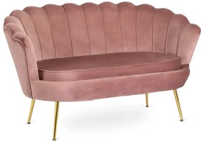 Różowa sofa muszelka na złotych nogach - Deos