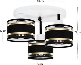 Lampa sufitowa biała trzypunktowa z czarnymi abażurami T-3030WE-SCSCSC