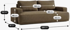 Sofa z Funkcją Spania CAMELIA Brązowa Boucle Nowoczesna