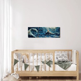 Obraz - Malowanie nieba i morza (z zegarem) (90x30 cm)