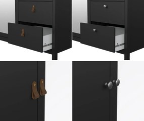 Trzydrzwiowa szafa z lustrem i szufladami Madrid, czarny mat