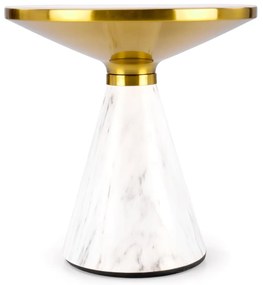 Ława okrągła spiek biały marmur/biały/złoty 50/52 cm TALBI