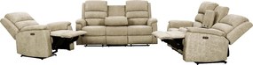 Kanapa z funkcją relax 3+2+1 osobowa tkaniny taupe NEVERS