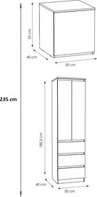 Wysoka szafa z nadstawką i 3 szufladami antracyt + dąb wotan A5-E55