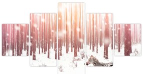 Obraz - Zebra w śnieżnym lesie (125x70 cm)