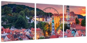 Obraz - Český Krumlov (z zegarem) (90x30 cm)