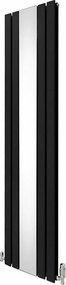 Grzejnik i zawory z płaskim lustrem - 1800 mm x 425 mm - czarny
