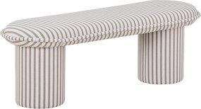 Ławka tapicerowana  - Biało-taupowa prążkowana - ELAMIU
