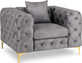 Fotel Wypoczynkowy SORRENTO 1S Szary Welurowy Nowoczesny Glamour