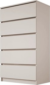 Komoda: 5 szuflad, kaszmir, 70 x 124 x 39 cm