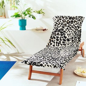 Czarno-beżowy bawełniany ręcznik plażowy 78x200 cm Leopard – Catherine Lansfield