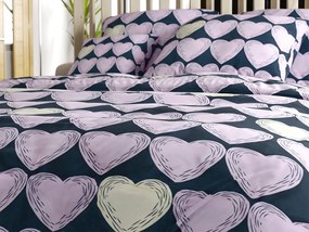 PrzytulneMieszkanie.pl PrzytulneMieszkanie.pl Pościel z mikrofibry VIOLET HEARTS jasnofioletowa Rozmiar pościeli: 2 szt 70 x 80 cm | 160 x 200 cm