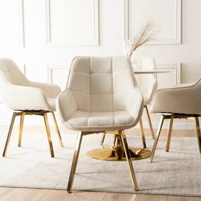 Krzesło Tapicerowane Obrotowe MIA Kremowe do Toaletki Boucle Nowoczesne