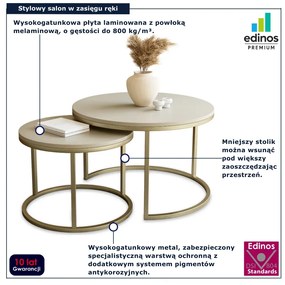 Zestaw 2 kaszmirowych stolików kawowych na złotej podstawie P6-T53