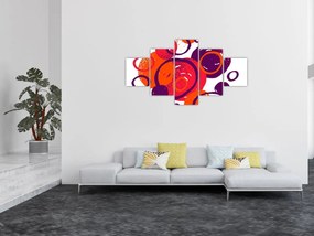 Obraz - Motyw z kółkami w ciepłych kolorach (125x70 cm)