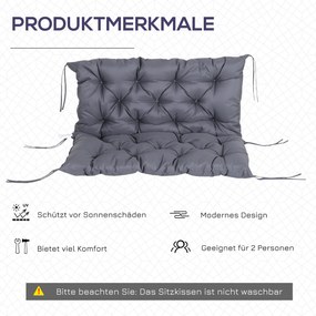 Outsunny Poduszka na Ławkę Huśtawkę Ogrodową Szara 98x100x8 cm Idealna do Komfortowego Siedzenia | Aosom PL