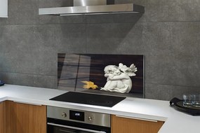 Szklany Panel Śpiący Aniołek na Drewnie