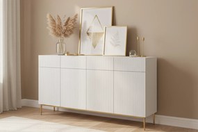 Komoda z szufladami Nicole 200 cm - biały mat / złote nóżki