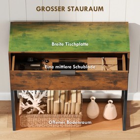 HOMCOM Stolik konsolowy z szufladą, design industrialny, przedpokój salon, 80x30x76 cm, czarny