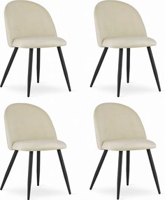 Krzesło Valora BELLO w kolorze beżowym, aksamitne, czarne, metalowe nogi x4