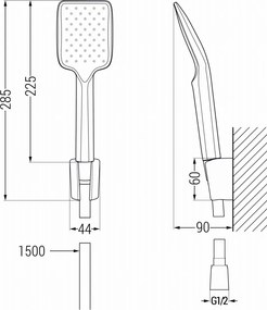 Mexen Caro R62 bateria wannowa z zestawem prysznicowym, czarna - 74663R62-70