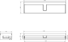 Mexen Rivel szafka łazienkowa podumywalkowa 160 cm z blatem, 1 szuflada, ryflowana , biała mat - 91A20-16023-1-BFC01