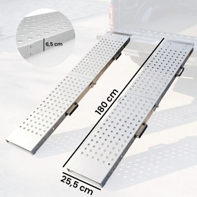 HOMCOM Zestaw 2 ramp składanych z metalu, rampa progowa z uchwytami do 400 kg, dla opon do 22,5 cm | Aosom PL