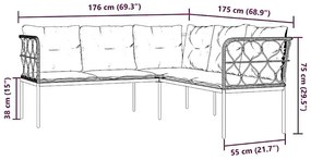 Narożna sofa ogrodowa z białymi poduszkami Triny