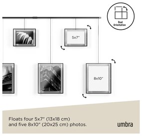 Czarne metalowe ramki ścienne zestaw 9 szt. 223x77,5 cm Exhibit – Umbra