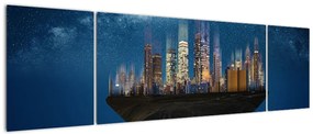Obraz - Wielkie miasto unoszące się w kosmosie (170x50 cm)