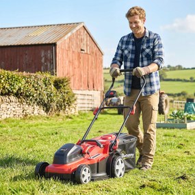 Outsunny Elektryczna Kosiarka 800 W z szerokością cięcia 40 cm, pojemnik na trawę 45 l, wskaźnik akumulatora, ochrona przed przeciążeniem, 7 wysokości cięcia | Aosom PL