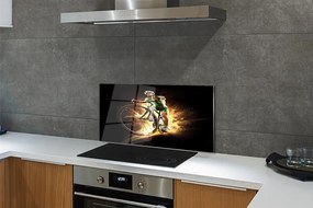 Panel szklany do Kuchni Rower na Czarnym Tle