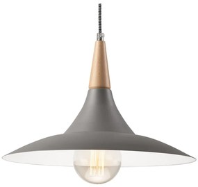 Szara lampa wisząca z metalowym kloszem ø 30 cm Ufo – LAMKUR