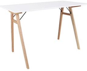 Biały stół z brązowymi nogami House Nordic Vojens Desk, dł. 120 cm