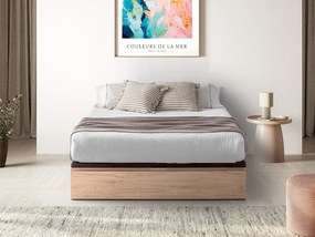 Stelaż ze skrzynią i szufladą 140 × 190 cm – Jasnodrewniany – HESTIA marki YSMÉE