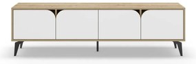 Biała szafka pod TV w dekorze dębu 180x51 cm Nola – Marckeric