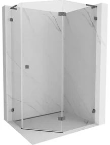 Mexen Lunar L kabina prysznicowa pięciokątna uchylna prawa 90x80 cm, transparent, gun gray szczotkowany - 831L-090P-080L-66-00-P