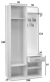 Garderoba Z Lustrem Dąb Sonoma R1-W96