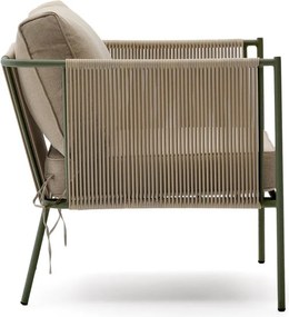 Zielony/beżowy metalowy fotel ogrodowy Zivia – Kave Home